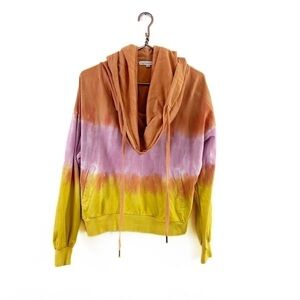 Young Fabulous & Broke Tie Dye Cowl Neck Sweatshirt Womens XS Orange Yellow